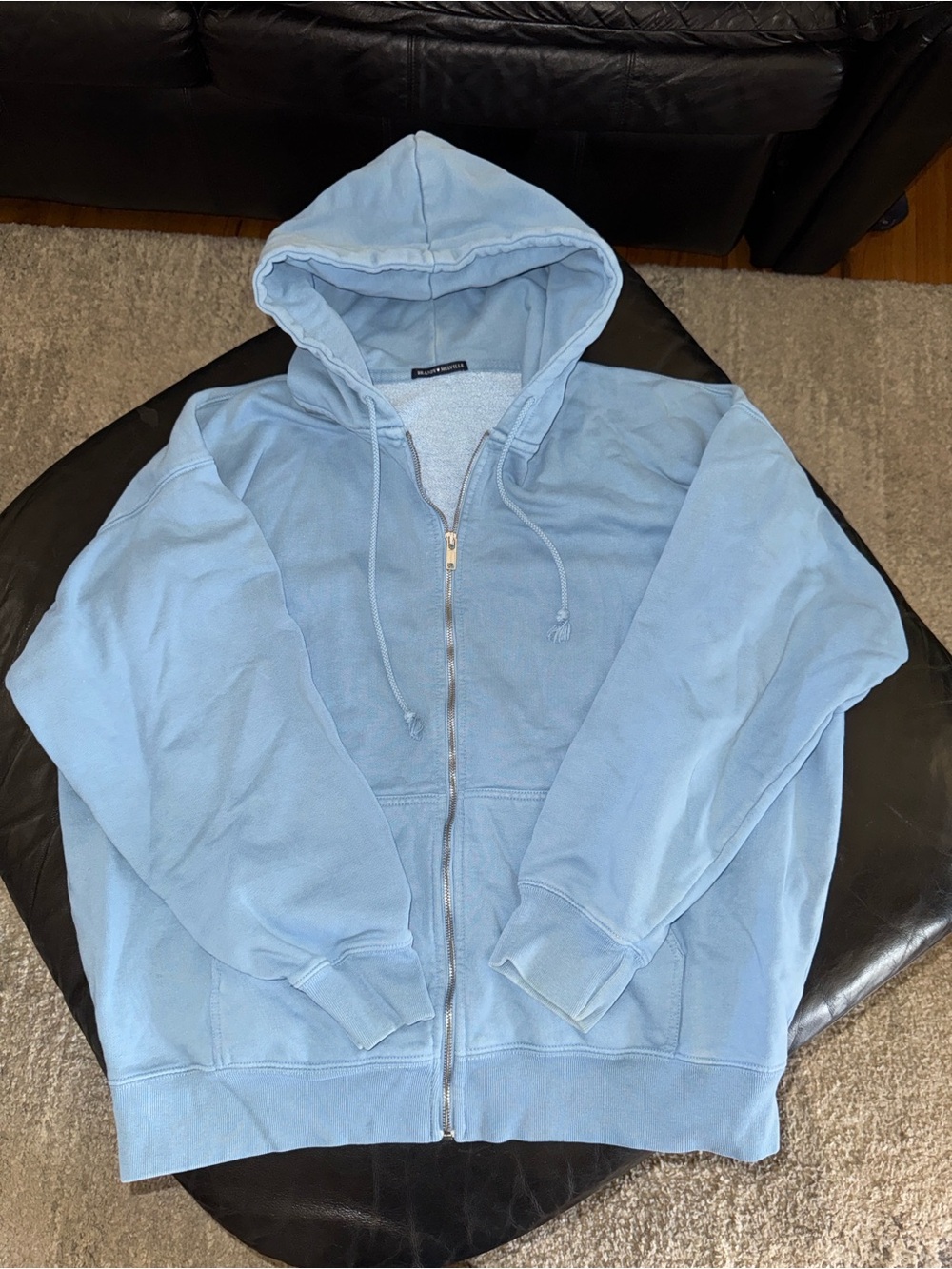 Brandy Melville Christy oversized Light Blue Full-Zip Hoodie